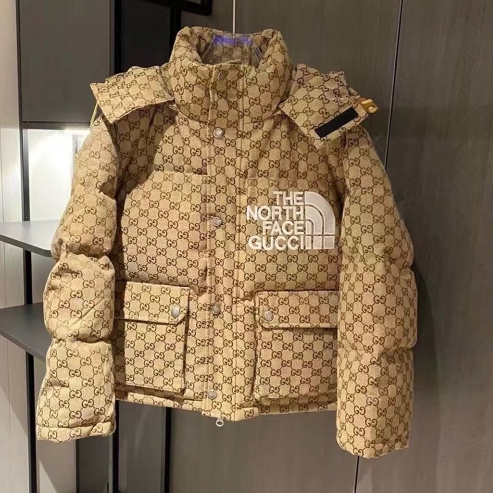 Gucci x The North Face Beige Monogram Quilted Puffer Jacket
